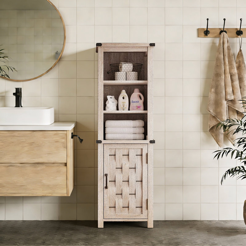 Grande armoire de rangement autoportante étroite avec portes et tiroir, Gris