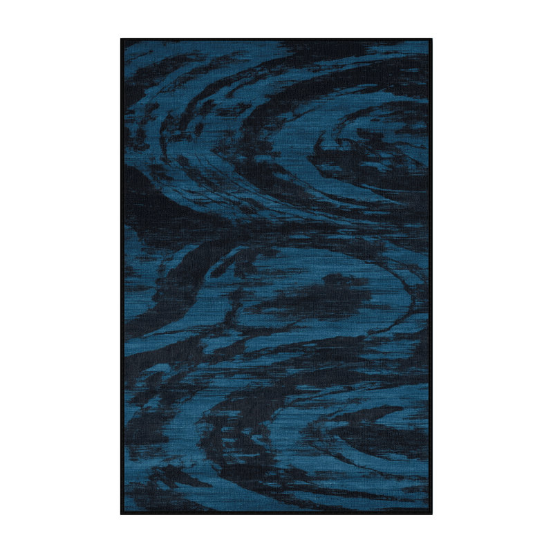 Tapis abstrait gris lavable à la machine, Rectangle de 5 pi x 8 pi