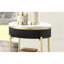 Table de bout élégante avec base en noyer foncé et comptoir en faux marbre blanc or avec tablette ouverte
