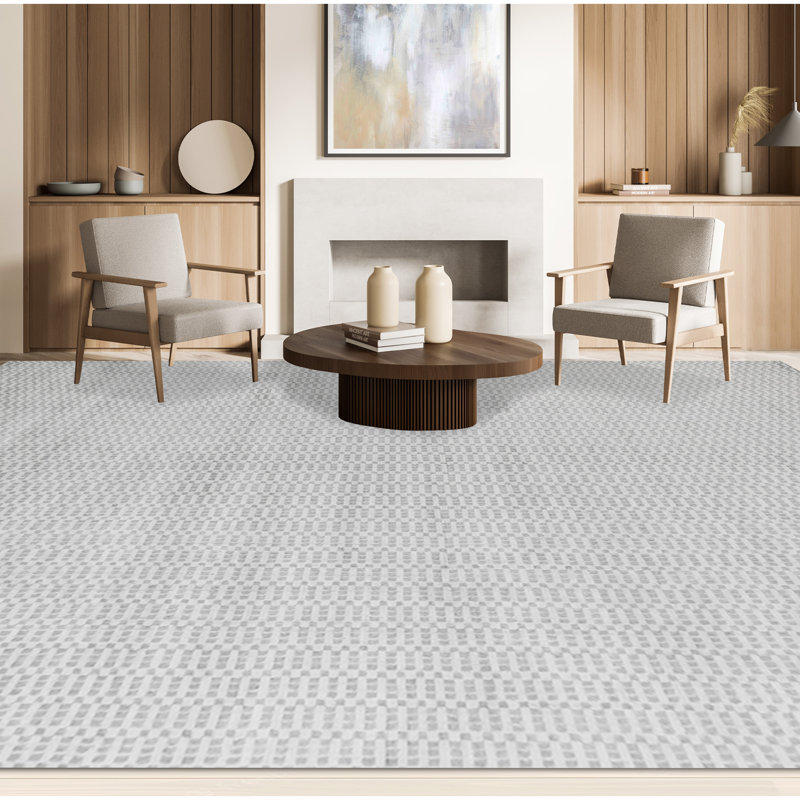 Geometric Area Rug in Gray/White, Rectangle 2' x 3'