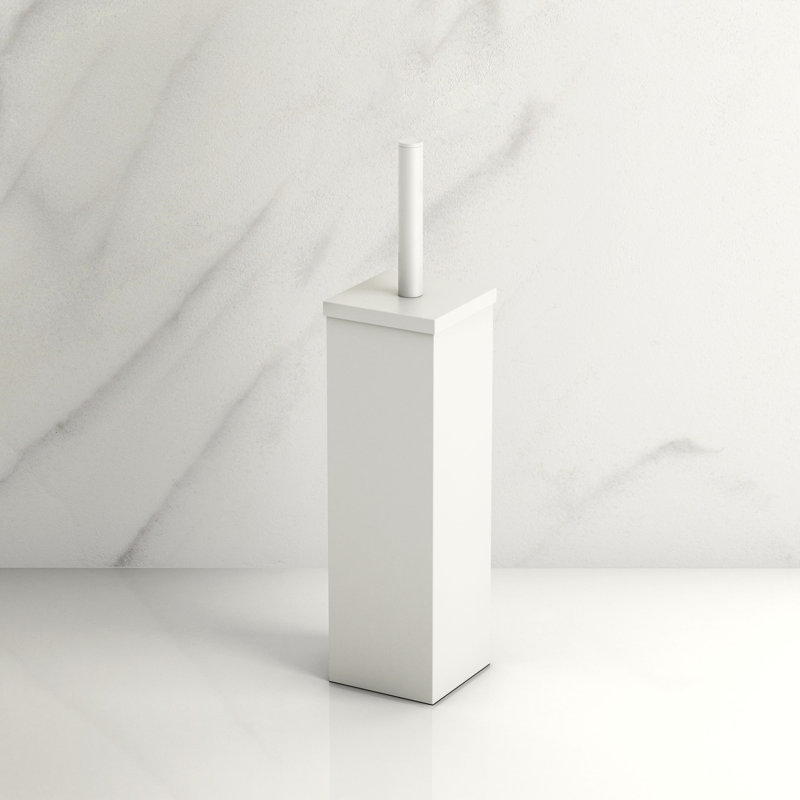 Brosse de toilette et support carré Elegant H 14,63 ", Blanc mat