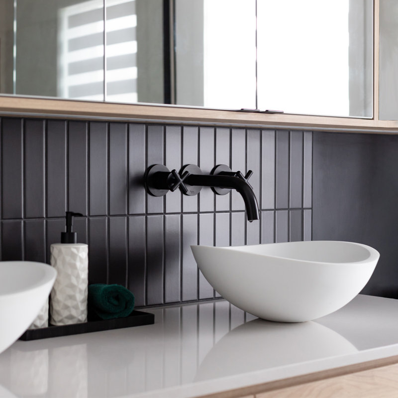 Lavabo de salle de bain vasque ovale noir