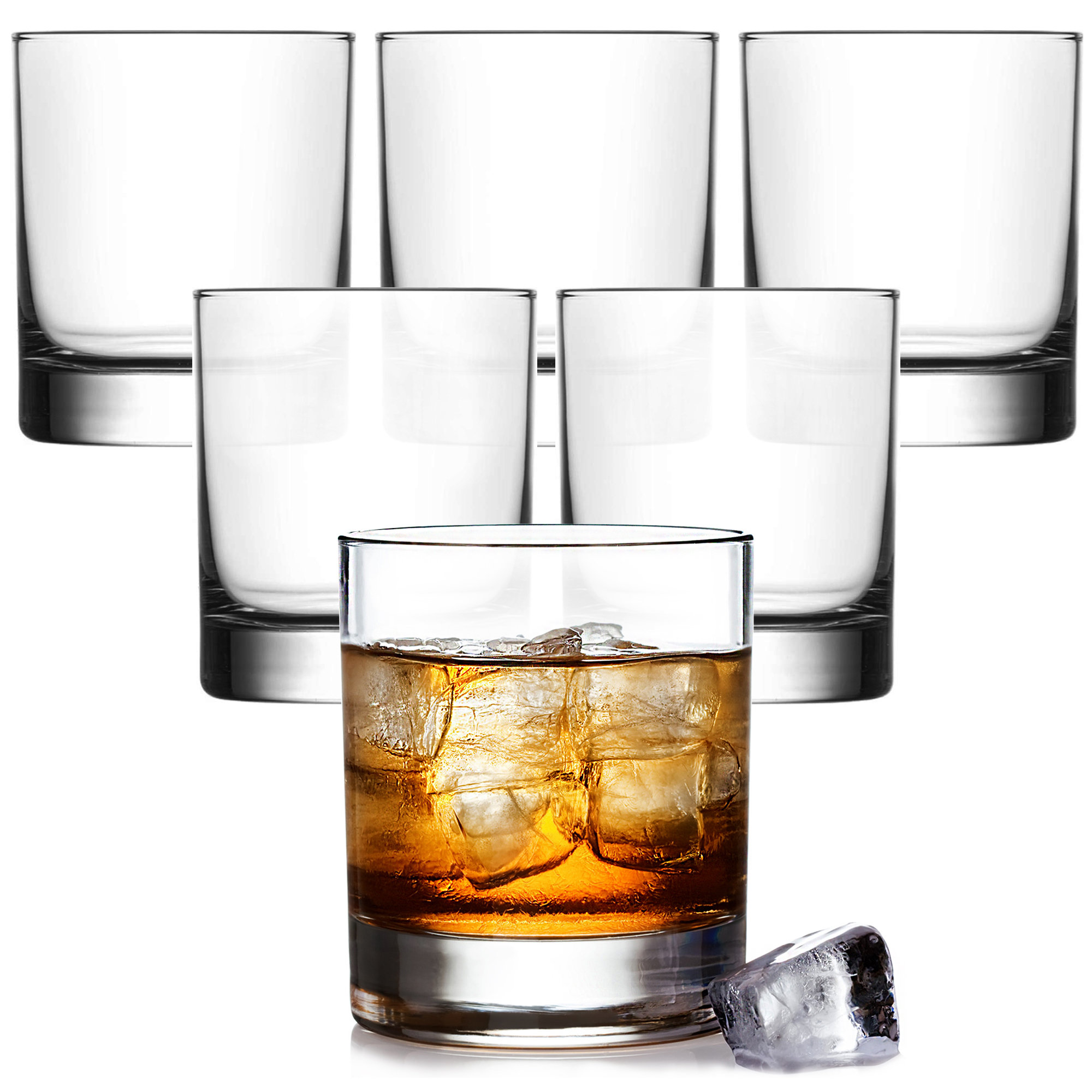 Set of 2 Old Fashion Style Heavy Whisky Glasses Traditional Style Cocktail  Glasses Smooth and Elegant With Exceptional Quality Weight 