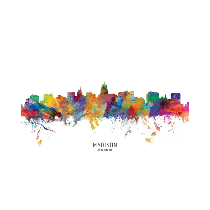 Madison Wisconsin Skyline by Michael Tompsett - Wrapped Canvas Print, 20.32cm H x 30.48cm W x 1.91cm D