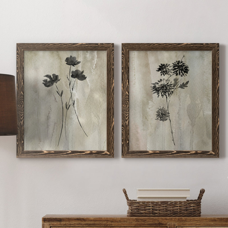 «Sumi-E Silhouette III», ensemble de 2 reproductions d'art, Toile encadrée, H 20 po x l 17 po, Érable