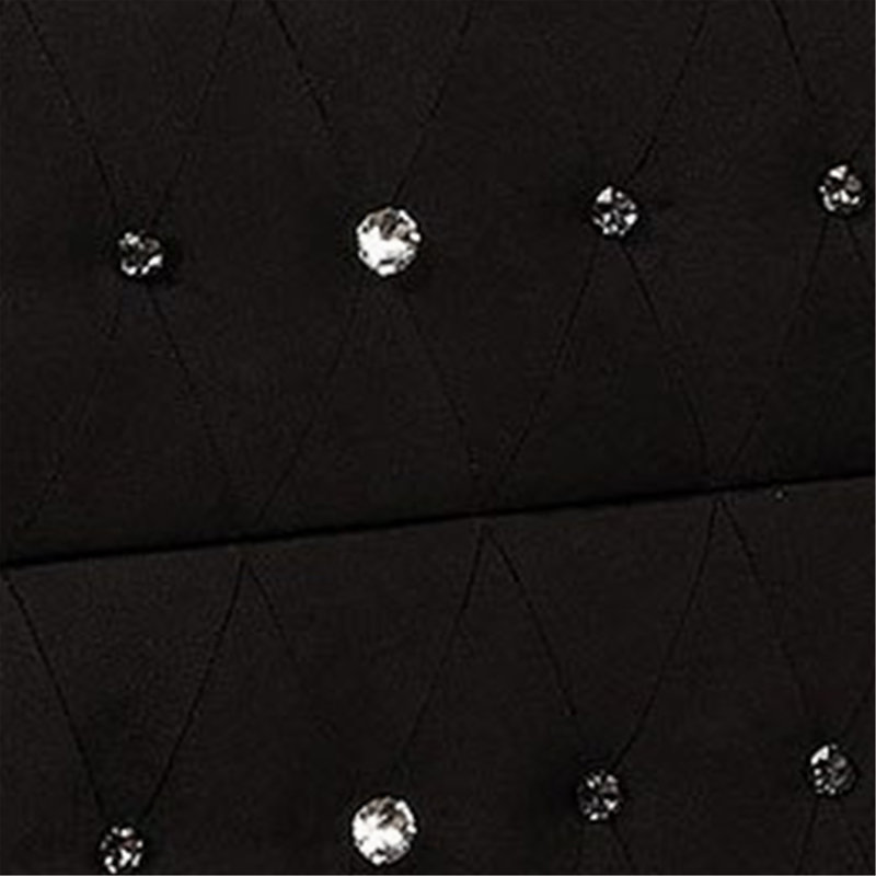 Table de chevet Rea, 2 tiroirs avec boutons en cristal, revêtement en velours noir