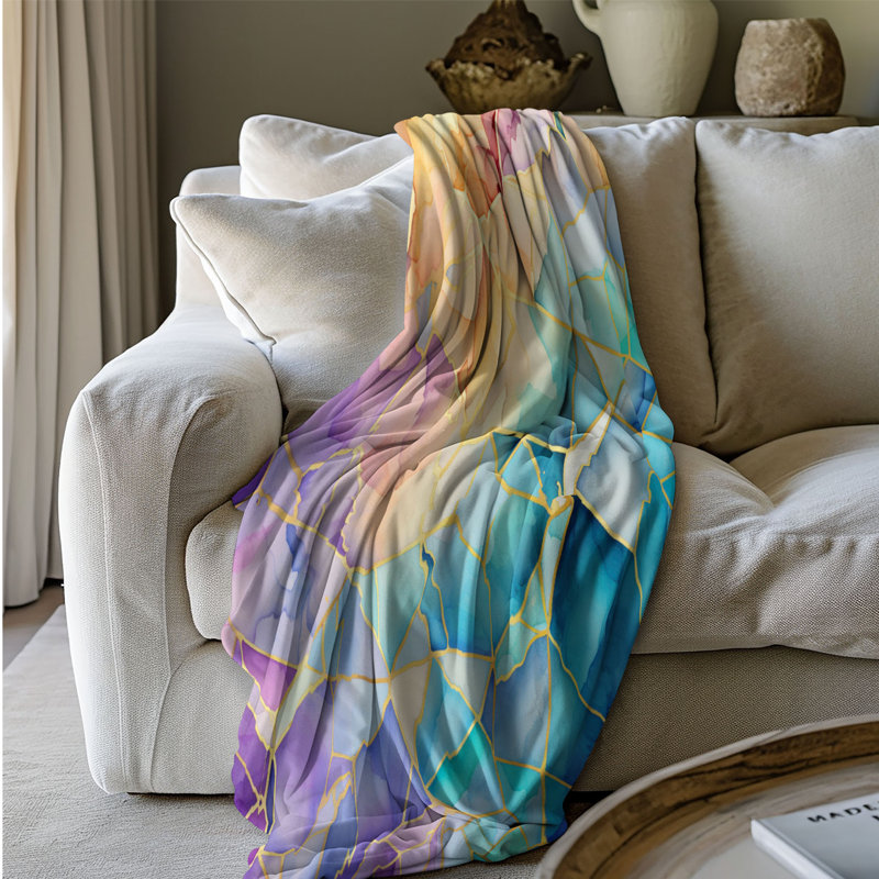 Fractal Hues - 1 pièce Sherpa Premium couverture 0191, L 60 po x L 80 po