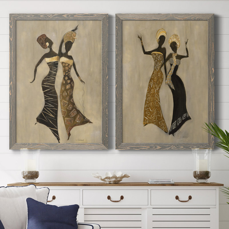 «Celebration I», ensemble de 2 reproductions d'art, H 37,5 po x l 55 po x P 1,5 po, Toile avec cadre gris, Pas de tapis