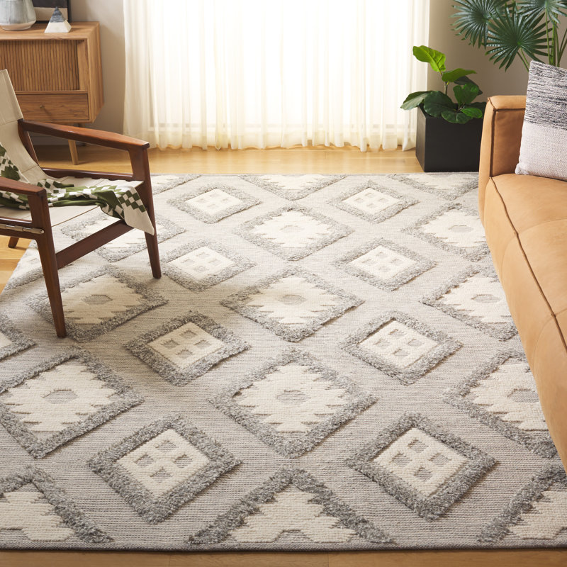 Ketch Hand Woven Wool Pile Geometric Rug, Rectangle 8' x 10'