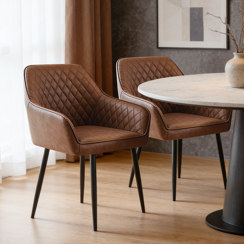 48cm H Tufted Upholstered Armchair, Brown
