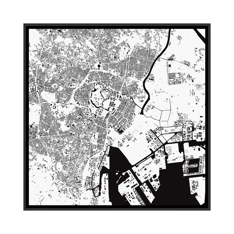 Tokyo by Urbanmap - Print, 18" H x 18" W x 1.5" D, Black Framed Canvas, No Mat