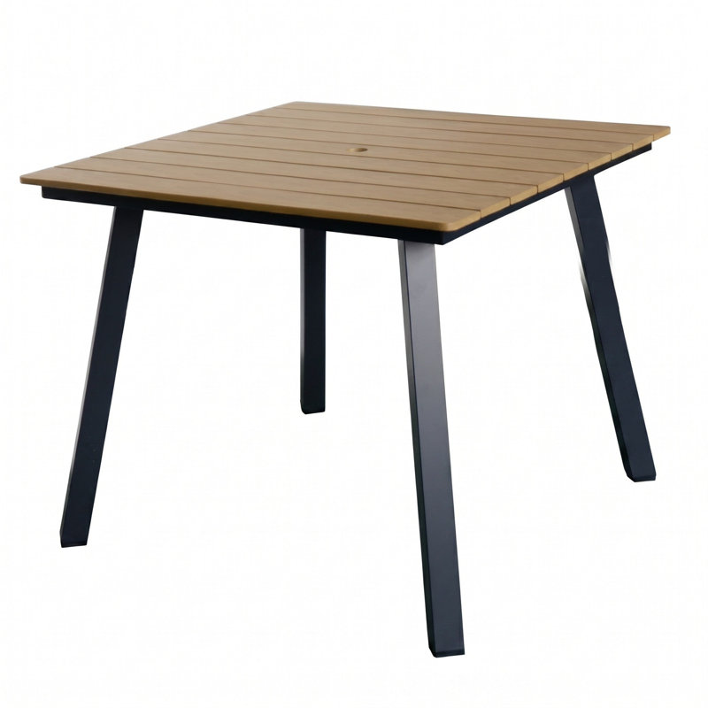 Outdoor Dining Table Collection with Umbrella Hole, All-Weather Foldable & Square Options, 35", Yellow