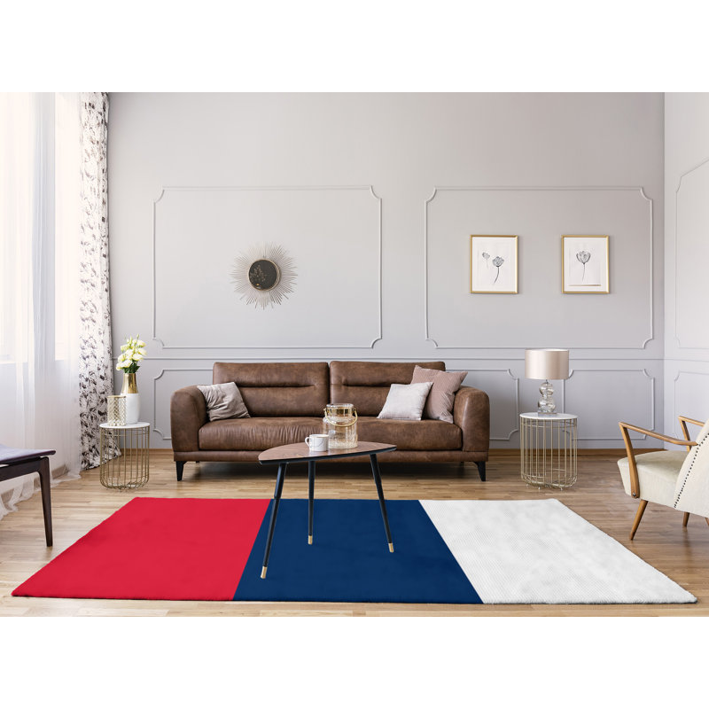 Tapis rouge/bleu marine, Rectangle 5 pi x 7 pi