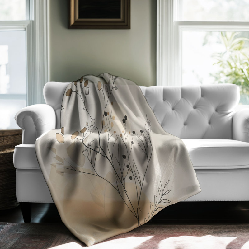 Boho Wabi Sabi Flowers - 1 pièce Sherpa Premium, Grand lit
