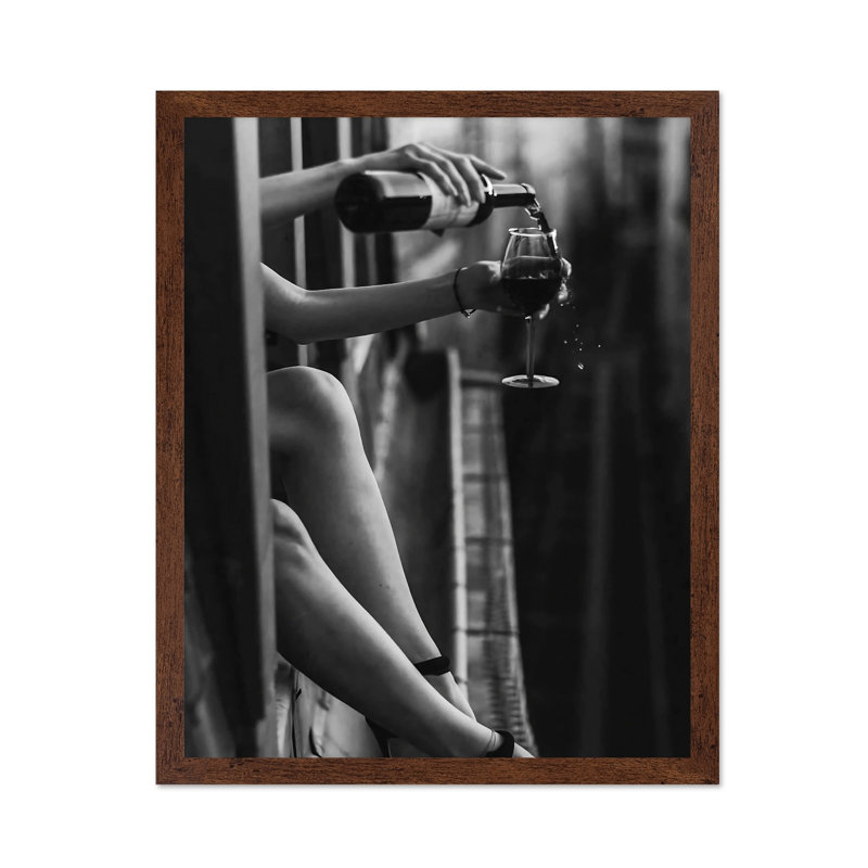 Boire au balcon, Poster, Brown Framed, 11"H x 14"W