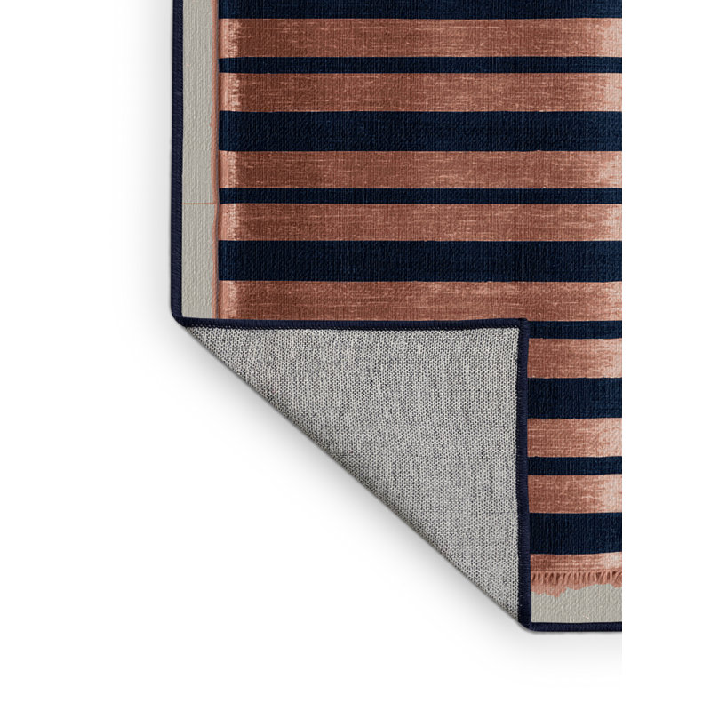 Tapis gris à rayures horizontales lavable à la machine, Carré 4 pi