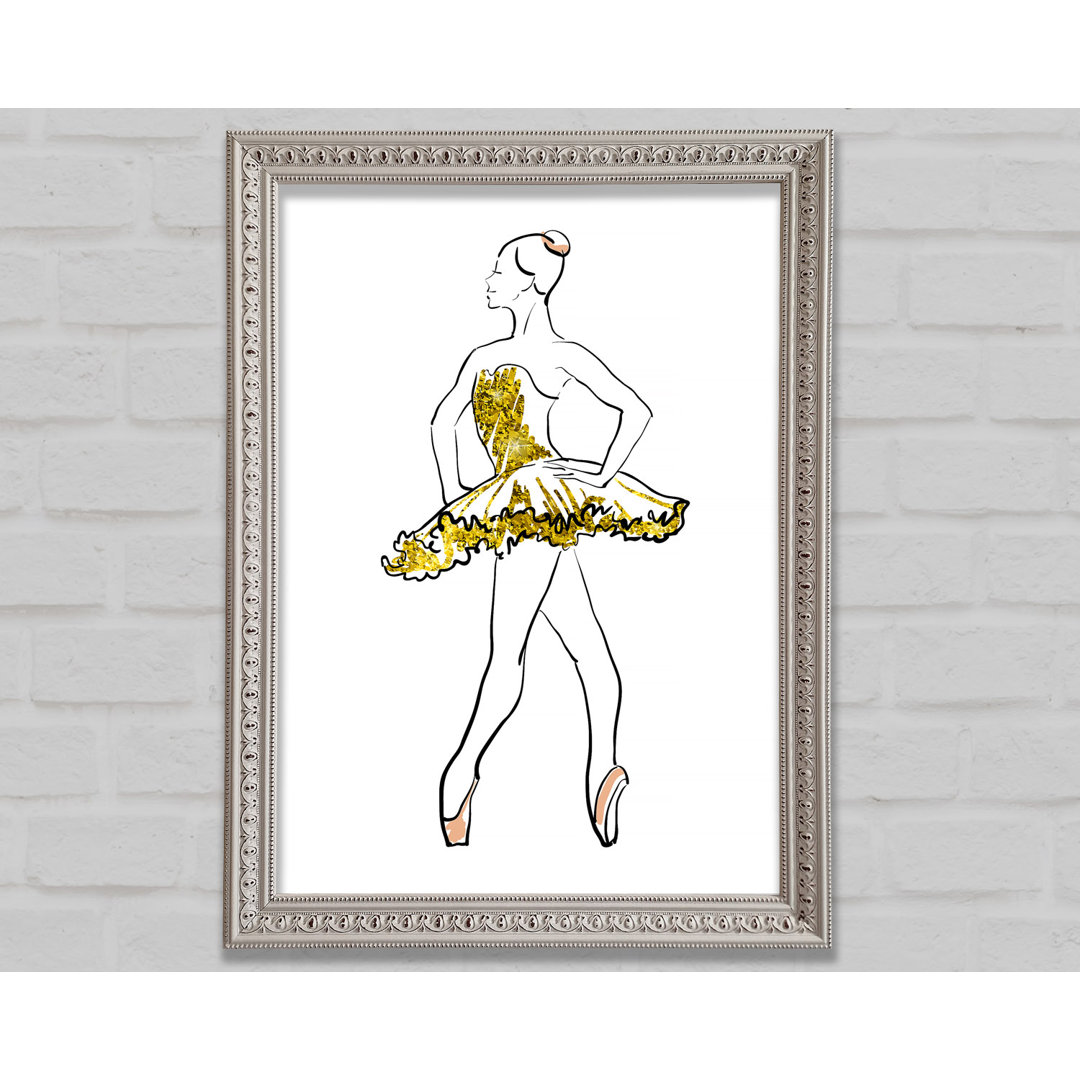 Golden Pink Ballerina 1 - Einzelner Bilderrahmen Kunstdrucke