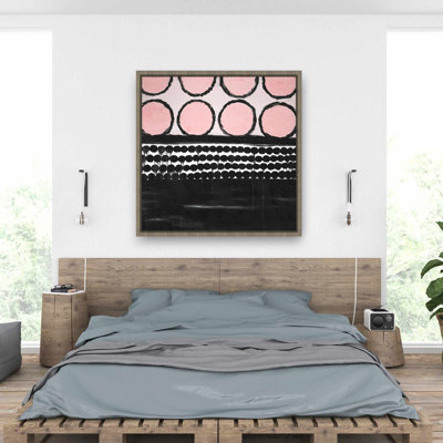 Grappe de cercles roses - chambre à coucher abstraite, art décoratif sur toile