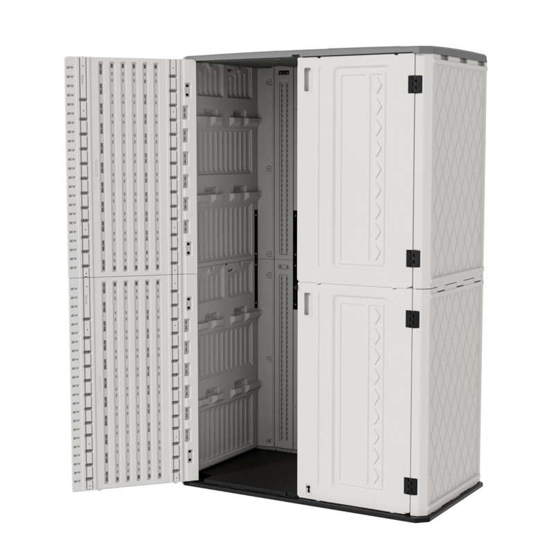 Armoire de rangement horizontale en résine avec plancher et portes doubles 490 gallons Decksplore