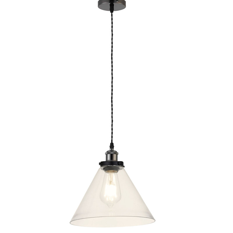 Aadhiran 1 - Light Cone Pendant, Clear, Black Nickel