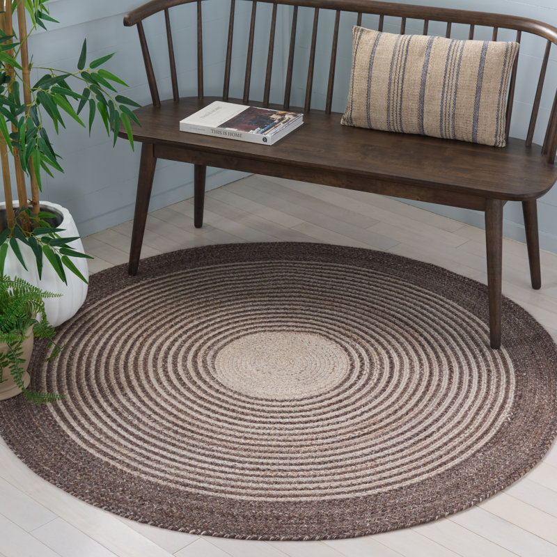 Braided 809 Hand Woven Pet Yarn Pile Geometric Rug, Round 5'