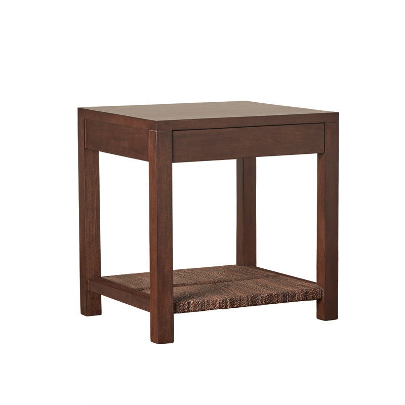 Textura Bedside Table in Natural, Dark Brown