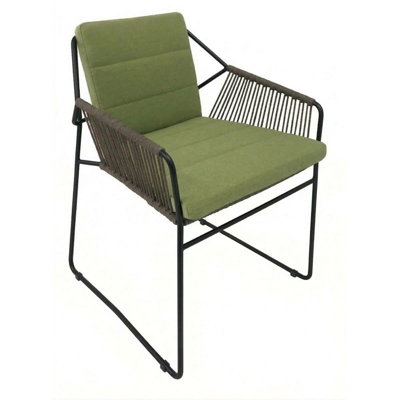 Fauteuil de patio Sandur, Toile lichen, Taupe Rope/Anthracite Frame