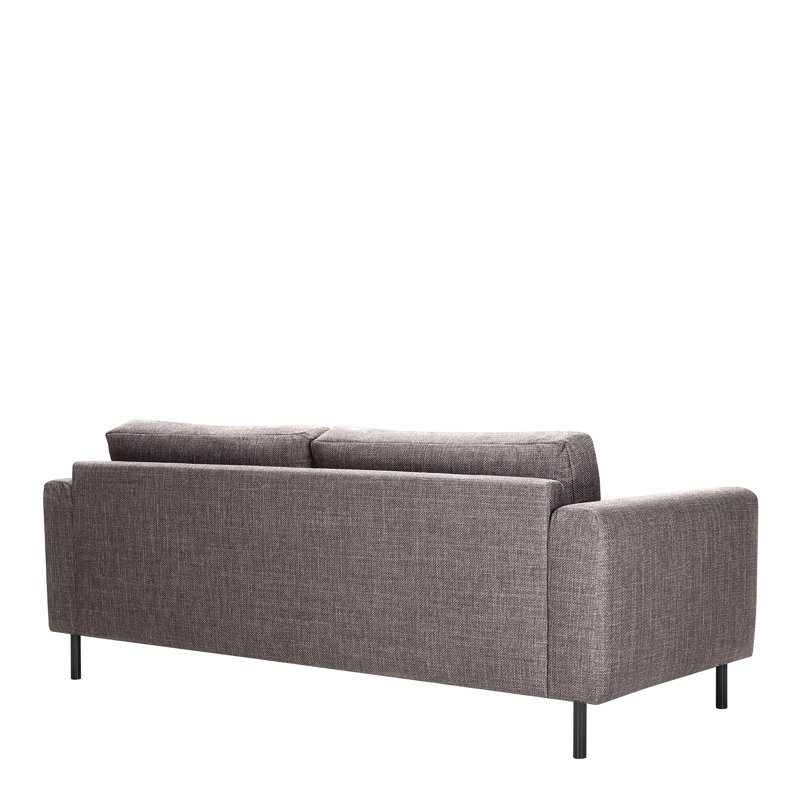 Charice 3+3-Seater Sofa In Basel Light Grey Brown 34 Fabric, Base Matt Black Steel, Grey