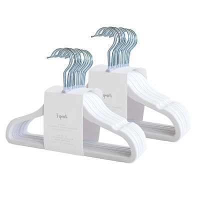 3 Sprouts -  Non-Slip Velvet Hangers for Baby Clothes - Pack of 30