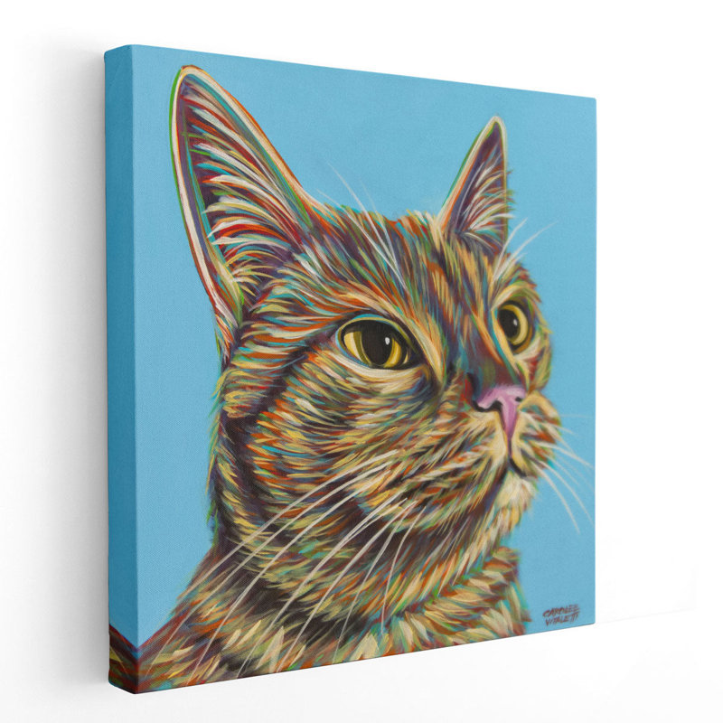 Rainbow Cat - reproduction d'art sur toile, H 12 po x l 12 po