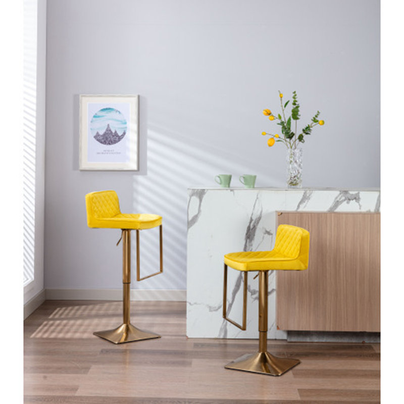 Tabouret pivotant à hauteur réglable, Moutarde