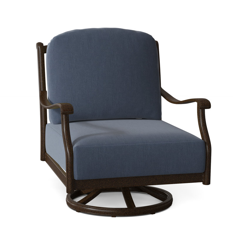 Casa Aluminum Outdoor Chair, Spectrum Denim Sunbrella® Plainweave, Textured Black