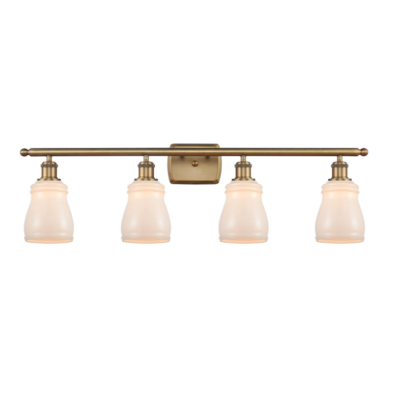 Éclairage pour salle de bain 3 lumières Mccarver, Blanc, Laiton brossé, Ampoule non incluse