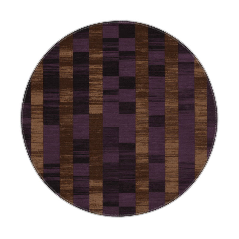 Checkered Brown Indoor and Outdoor Area Rug, Round 5'