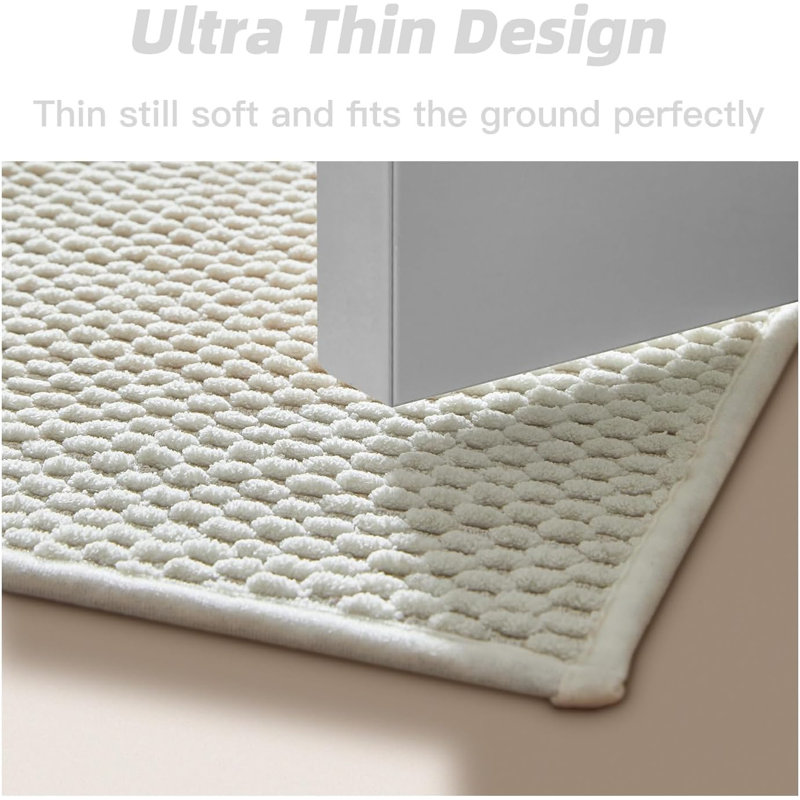 Beige Chenille Bathroom Rug Non-slip