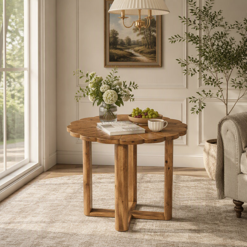 with Solid Wood Base Dining Table