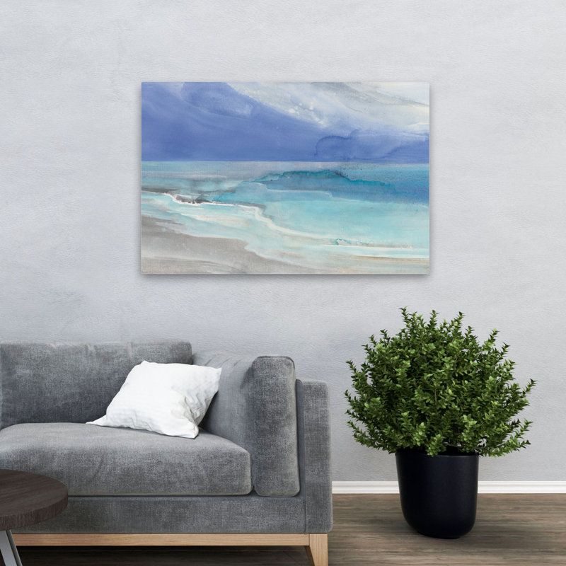 Grand View I, bleu, bleu, turquoise, plage, H 48 po x l 32 po