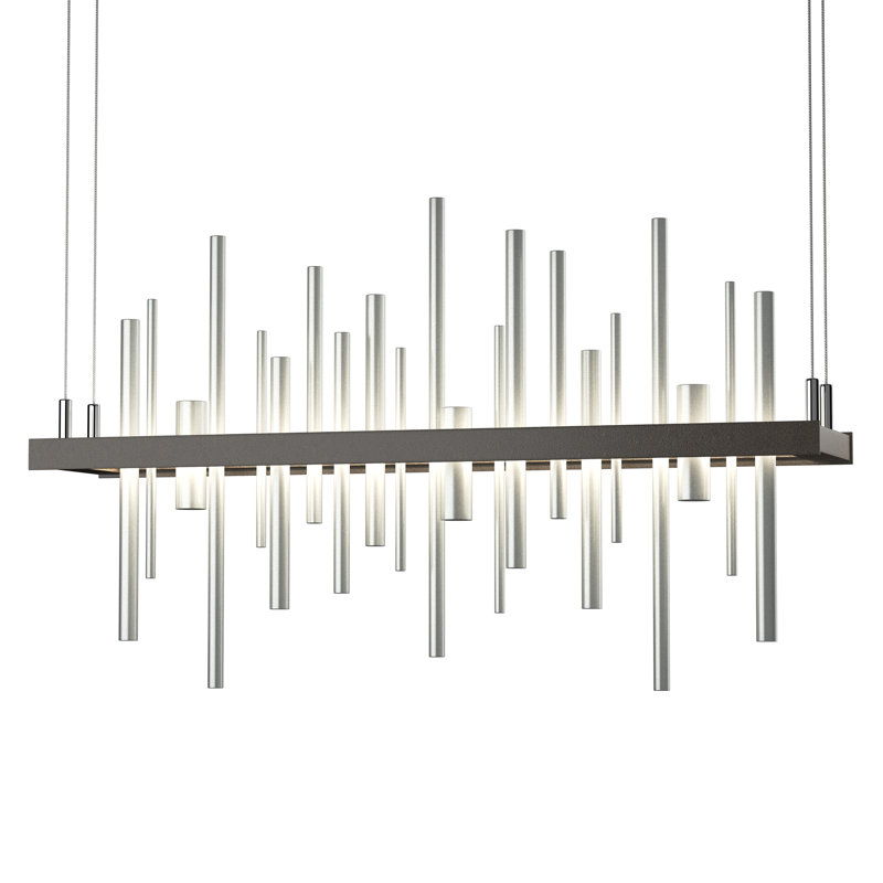 Luminaire suspendu linéaire à 1 lumière DEL pour ilot de cuisine Cityscape, Platine rétro, Bronze huilé