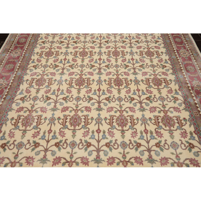 Tapis velouté en laine noué à la main 8 x 8 po Herati Pande Cameron