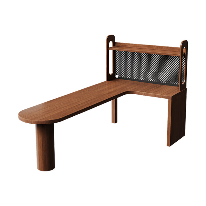 Nut-brown L-Shaped Solid Wood writing desk, 61.02” H x 78.74” W x 47.24” D