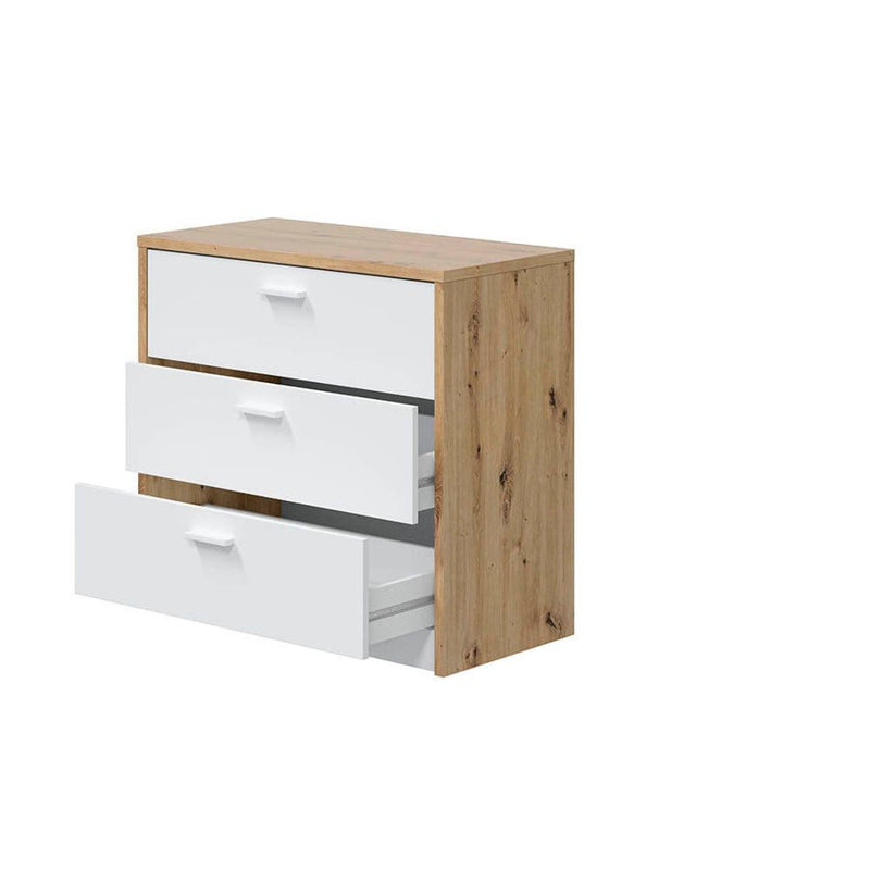 Vesta White And Oak Chest Of Drawers That Converts Into A Desk Space-saving Office Desk With 3 Drawers