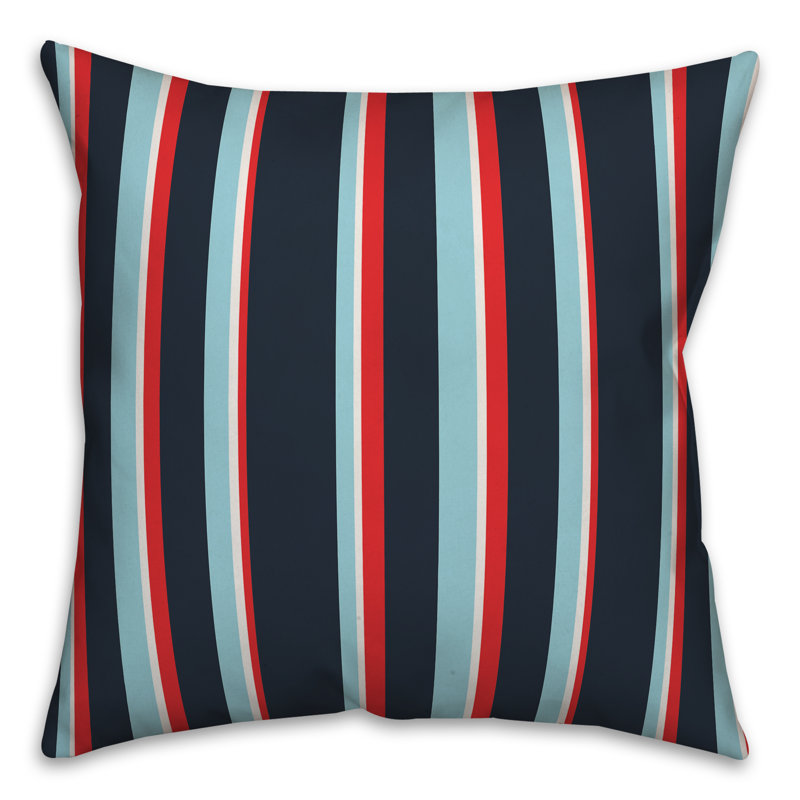  Coussin décoratif à rayures nautiques, 16 po x 1 po, Polyester / Bourre en polyester