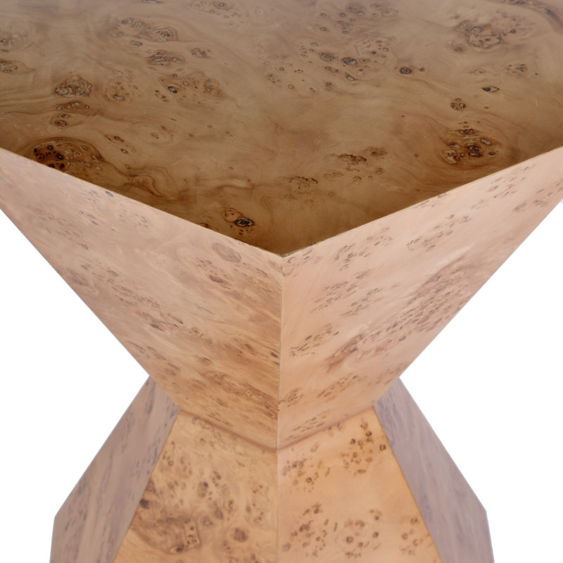 Billie Hexagonal Burl Side Table, Brown