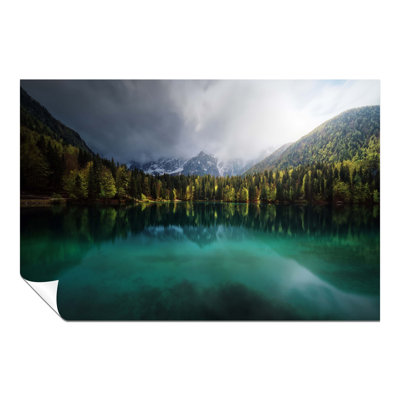 Alps Mountain Reflection On A Teal Turquoise Water - No Frame Print