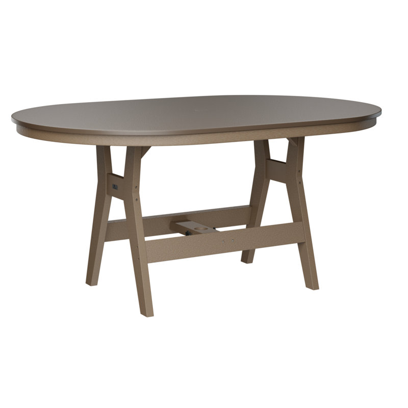 Harbor Outdoor Oval Bar Table, Hammered Top Bronze, 38.87" H x 64" W x 44" D, Weatherwood