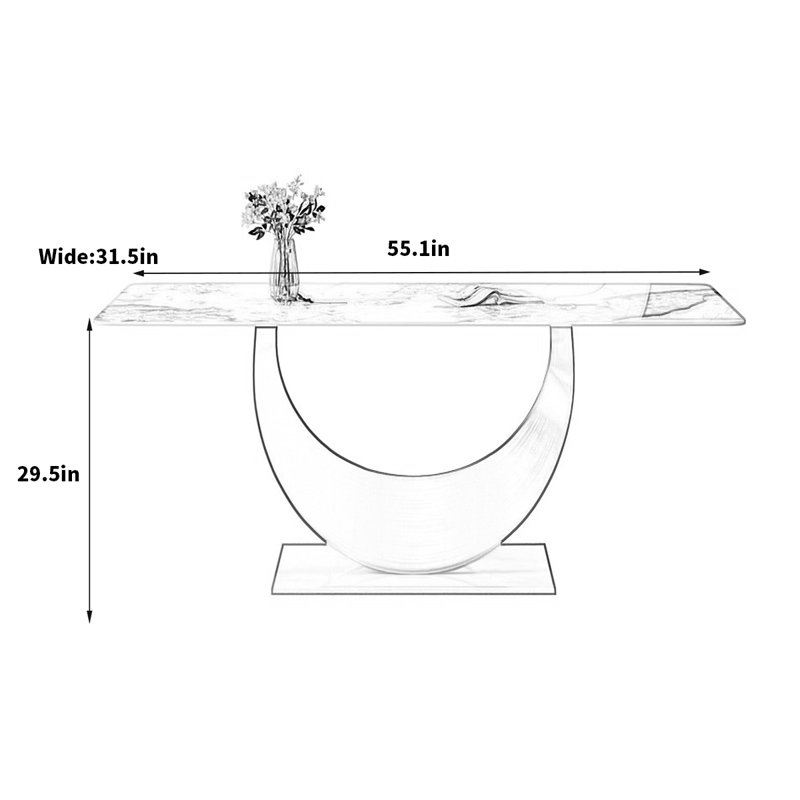 Aimun Metal Base Dining Table, 29.5"H x 55.1"L x 31.5"W