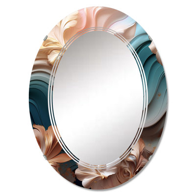 River Blossoms Pink Rose Blooming Liquid Art - Flowers Accent Mirror
