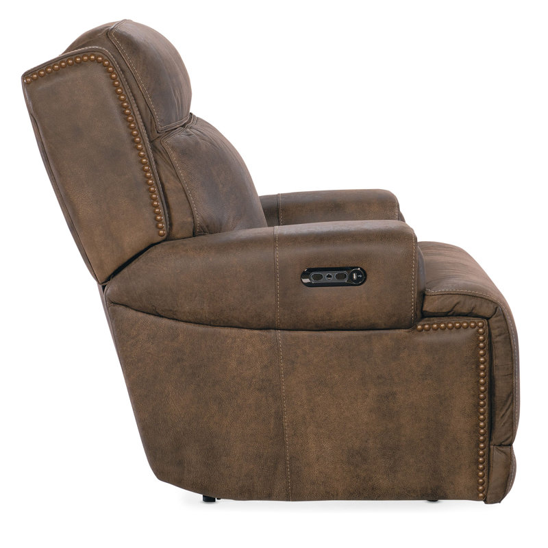 Seville Timber Brown Leather Reclining Armchair