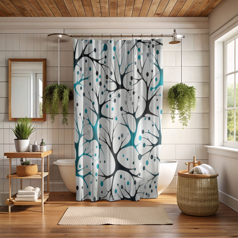 Shape Patterns - Rideau de douche Premium, H 74 po x l 71 po