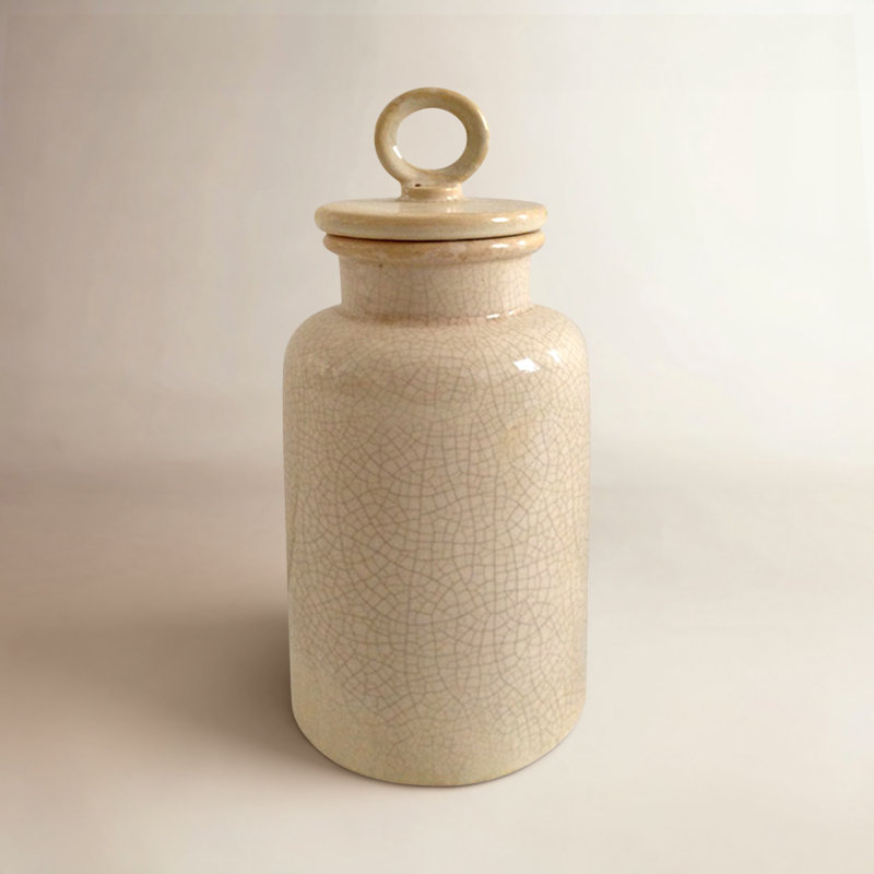 Ceramic / Porcelain Jar, 9.45" H x 3.95" W x 3.95" D